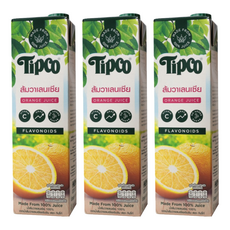 Tipco 泰可 瓦倫西亞柳橙汁, 100%原汁, 富含維生素C, 無添加人工香料及色素、防腐劑, 1L, 3瓶