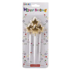 六分埔禮品 星星長桿蠟燭 4支, 高14.2cm, 金色