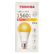 TOSHIBA 東芝 光耀 13W 燈泡, 黃光, 1個