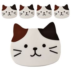 KOUJI 叩吉好物 貓咪PVC杯墊 5入組, 小花, 1組