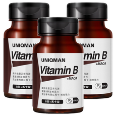 UNIQMAN 優仕曼 B群+ 馬卡錠, 60顆, 3罐