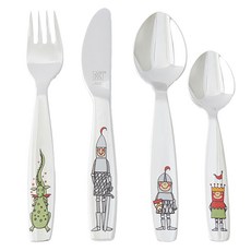 ZWILLING 雙人 兒童餐具組 07132-210-0, 騎士系列, 餐刀17.5 x 2.1cm + 叉子15.5 x 2.6cm + 大湯匙15.5 x 3.8cm + 小湯匙12.7 x 3.2cm, 1組