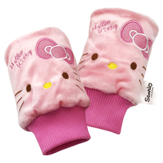 Hello Kitty 保暖手套 露指款 絨毛布, 12 x 16cm, 粉色, 1雙