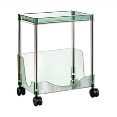 FAmILyLIFE 生活 加高圍欄U型附輪防摔置物架 2層款 35 x 22.5 x 42.5cm, 透明綠