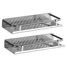 新錸家居 廚房浴室不鏽鋼置物收納架 免打孔加大長30cm款 2個, 銀色