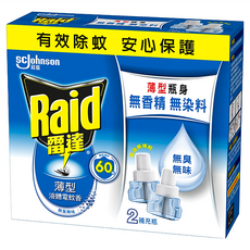 雷達 超智慧薄型液體電蚊香補充瓶, 2入, 無香精 無染料, 82ml, 1盒
