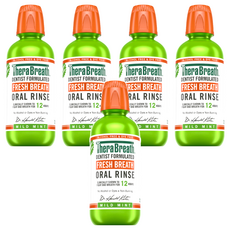 TheraBreath 漱口水 溫和薄荷, 清新口氣長達12小時，無酒精, 473ml, 5瓶