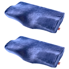 DON HOME 3D防鼾透氣蝶型枕, 仰睡時保護肩頸, 側睡時提供完美支撐, 釋壓慢回彈, 耐用設計, 34 x 60cm, 藍色, 2個