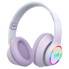 立體聲 藍牙耳罩耳機 幻光雙色 輕量 內建麥克風 折疊收納 藍牙5.0, MCK-S2, 紫色