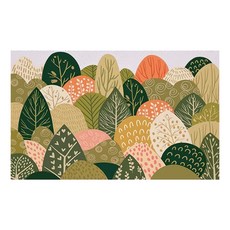 玄關絲圈地墊 高彈柔軟 結實耐用, 50 x 80cm, 山丘綠影