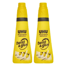 UHU Twist & Glue 萬用膠 - 適用於紙張、木材、皮革、布料、軟木等多種材質, 90ml, 2瓶