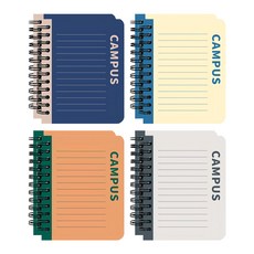 Pinkfoot The Campus 線圈筆記本 88頁 4入, 2組, 海軍藍+黃色+灰色+橘色