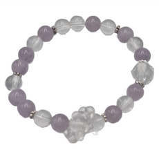 天然水晶手作手鍊 手串珠鍊, 7~10mm, 紫色 + 白色