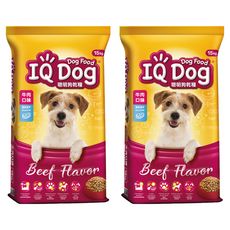 IQ Dog 聰明狗 成犬 乾糧, 牛肉口味, 15kg, 2袋