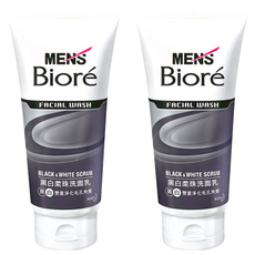MEN's Biore男性專用黑白柔珠洗面乳, 深層清潔毛孔角質，古龍水時尚香, 100g, 2條