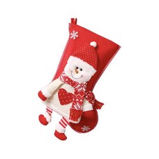 摩達客 耶誕紅心毛線雪人聖誕襪, 紅白, 高45cmx寬28cm 口徑19cm, 1個