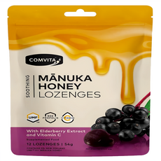 COMVITA 康維他 麥蘆卡蜂蜜潤喉糖 接骨木莓 12顆, 54g, 1包