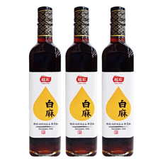 龍宏 輕焙初榨 白麻純香油, 500ml, 3瓶