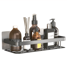 太空鋁轉角置物架 壁掛置物架, 方形黑色, 1個