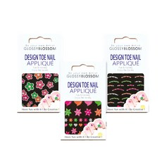 GLOSSYBLOSSOM 螢光腳指貼 簡單易用 多款可選 美甲貼, 花, 1組