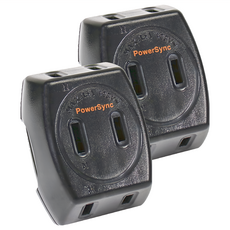PowerSync 包爾星克 防雷擊壁插 2P 3插, 5.3cm, 黑色, 2個