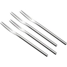 yoshikawa 吉川 14cm甜點叉4件套組 不鏽鋼甜點叉 精緻下午茶餐具 長度適中 易於清潔, 銀色, 1組