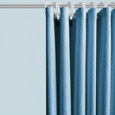 Couselect 加厚防水純色華夫格浴簾, 霧藍色, 1個