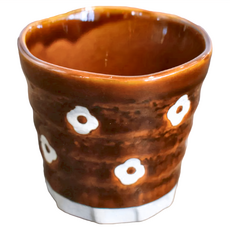 美濃燒 HANA手握杯 300mL, 口徑9.5cm 高9cm, 陶瓷, 日本產, 貽釉, 1個