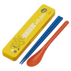 Skater 銀離子兒童餐具湯匙筷子組 附收納盒, 盒子188 x 47 x 18mm + 筷子/湯匙180mm, 唐老鴨, 1組