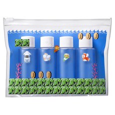 Nintendo 任天堂 瑪利歐小瓶罐組 主題旅行分裝瓶 可愛造型便攜瓶罐, 透明色, 1組