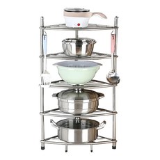 京太陽廚房收納鍋架 加厚不鏽鋼材質 堅固耐用 防水防鏽, 5層, 不鏽鋼色, 1個