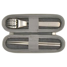 Monbento 不鏽鋼隨行餐具組，含EVA防水面料定型保護包, 18.5 x 7.5 x 3.5cm, 古典灰, 1組