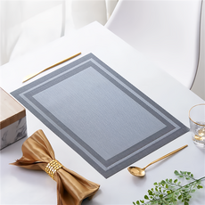 歐風易洗速乾隔熱餐墊 雙框, 黑銀色, 2個