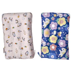 100%純棉可水洗兒童枕頭 Set 2, 43 x 28 x 6cm, 花朵獨角獸-藍+彩虹飛馬