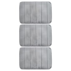 珊瑚絨記憶地墊, 淺灰色, 3個