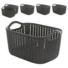 仿藤編收納籃 黑色 - 居家收納好幫手, 中(24 x 17 x 16cm), 6個