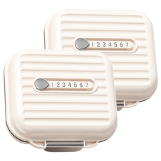 小麥購物 馬卡龍便攜藥盒 G826 小 48g 奶茶白, 2個