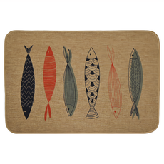 大買家 日系亞麻風地墊, 年年有魚