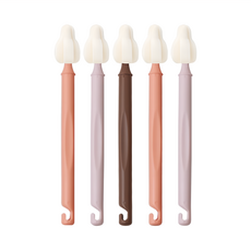 hibee 長寬型奶瓶清潔刷套裝 5支 (珊瑚橘2入+藕色2入+深咖1入), 暖色系