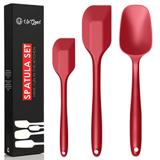 AHOYE 職人烘焙用 耐熱矽膠抹刀 三件套裝, 抹刀 + 刮刀 + 起司刀, 1組, 紅色