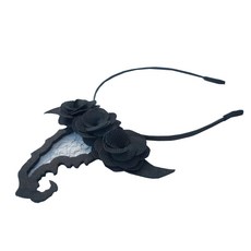 摩達客 萬聖派對頭飾 小網紗巫婆帽創意造型髮箍, 黑色, 1個