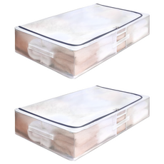 超大防水床底收納箱 56L大容量收納, 大號(80 x 47 x15cm), 透明, 2個