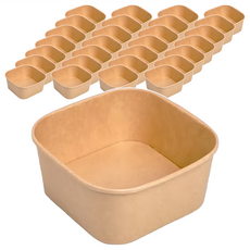 禾啟 7號正方形牛皮紙碗, 50個, 1袋