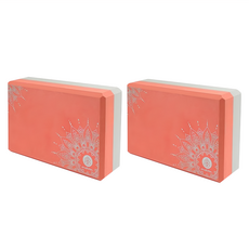 mukasa EVA 橘底曼陀羅 切角設計 瑜珈輔助磚 2入組, 1入, 22.5x15 x 7.5cm