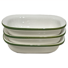 WANDU 瓦讀 芙格陶瓷長深盤, 深綠色, 3個