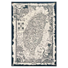 木子創意 臺灣古地圖布掛, 45.5x 81cm, 白色