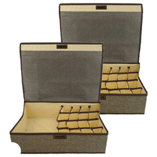 逛逛市集 折疊內衣褲襪分隔收納箱 17格款, 棉麻材質 灰色 衣物收納, 2個