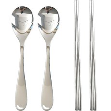 Willive 韓國製 304不鏽鋼 Bello 兒童餐具組 銀色, 1組, 銀, 2便士勺+2筷子