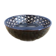 麻葉貽釉12缽 日本製 C款 1個, 藍色 + 白色 + 棕色