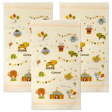 Gemini 双星毛巾 動物馬戲團多彩童巾 48 x 26cm, 黃色, 3條